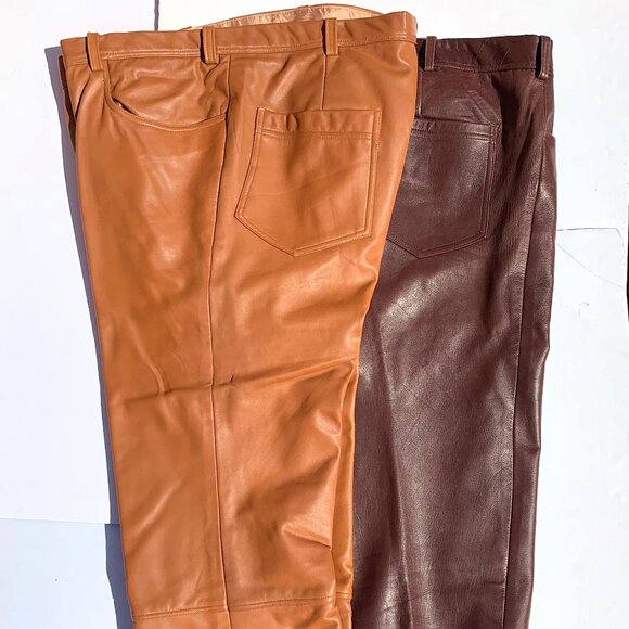 Men’s Custom Tan Leather Vest w/Front Pockets & Buttons, XXL - Picture 7 of 7